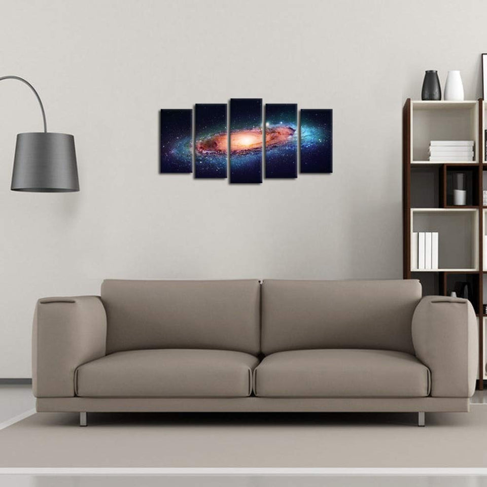 KLKLDD 5 Paneles, Espacio Y Universo, Lienzo, Cosmos, Cielo, Cielo, Paisaje,   Ilustraciones, para, Decoración del Hogar, Y, Oficina, 60 '' X 32 ''-30X40 30X60 30X80Cm