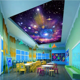 ZBWBZ Adhesivo de pared de papel tapiz personalizado 3D Techo personalizado papel tapiz 3d colorido cielo estrellado universo galaxia sueño habitación cenit techo pintura papel tapiz 3d mura-140X100CM