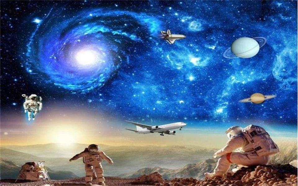 LIVEXZ Pintura Pared DIY 3D arte Papel pintado Wallpaper Mural de pared clásicos poster interiores imágenes diseño Hogar decoración/astronauta galaxia