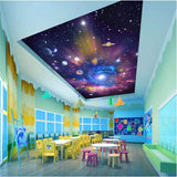 ZBWBZ Adhesivo de pared de papel tapiz personalizado 3D Techo personalizado papel tapiz 3d colorido cielo estrellado universo galaxia sueño habitación cenit techo pintura papel tapiz 3d mura-140X100CM