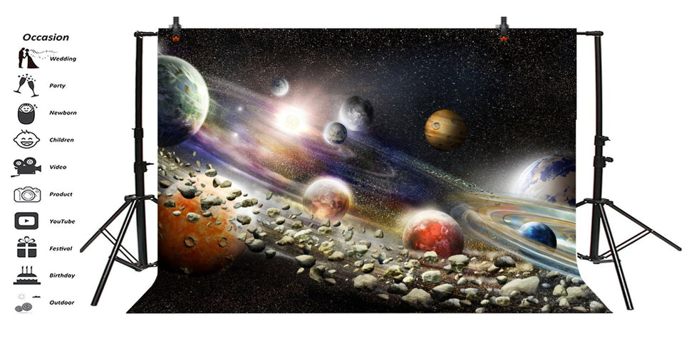 LFEEY 5 x 3 ft Fantástico espacio de fotos fondo de varios planetas estrellas Cosmos Aventura Alien sistema solar fotografía fondo bebé recién nacido niños retrato foto estudio Props