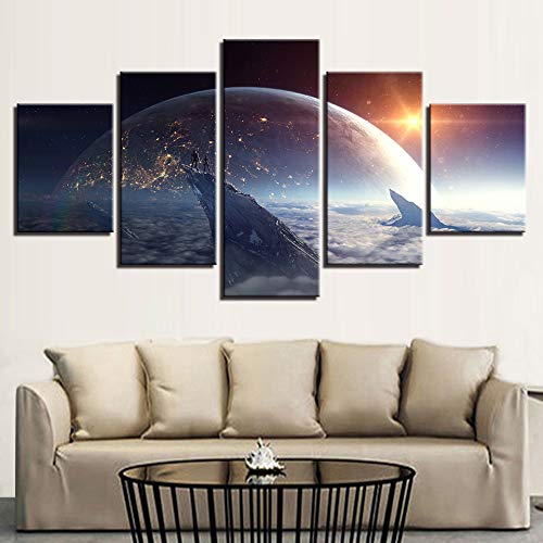 GIKMK Canvas HD Prints Pictures Wall Art 5 Piezas Cosmos Space Earth Painting Star Dancers Game Poster Modular Living Room Decor Frame