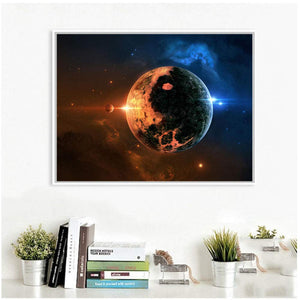Sistema Solar Moderno Impresión de pósters Planetas Ciencia de la Tierra Satélite Cosmos Arte de la Pared Pintura sobre Lienzo Imagen Sala de estar-50x70cm-Sin Marco