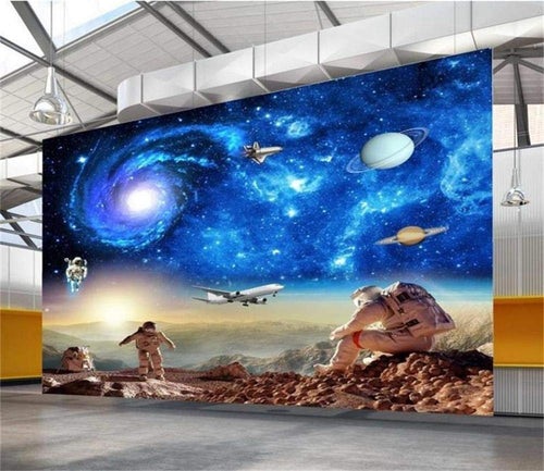 LIVEXZ Pintura Pared DIY 3D arte Papel pintado Wallpaper Mural de pared clásicos poster interiores imágenes diseño Hogar decoración/astronauta galaxia