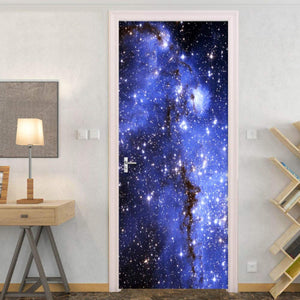 Pegatinas De Puerta De Tamaño Personalizable Hermosas Galaxias Estrellas Papel Tapiz De Puerta Adhesivo Decorativo Autoadhesivo Impermeable Pvc Mural Adhesivos Adhesivos De Puerta 77 * 200 Cm