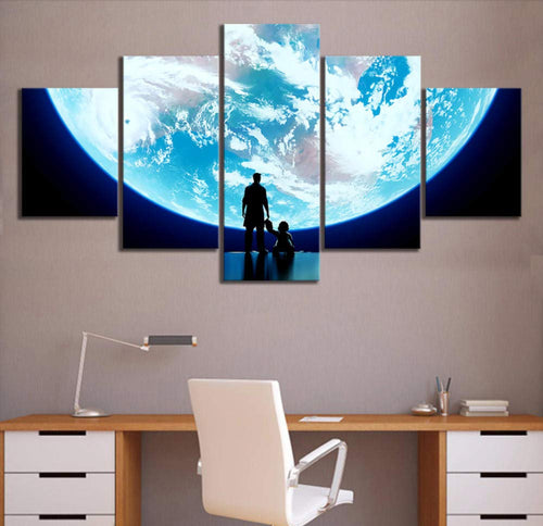 FEISENWLH Feisenqlh Lienzo Modular Arte De La Pared Imagen 5 Unidades E Super Luna Pintura Vigilancia Vigilancia Videojuego Póster Decoración del Hogar
