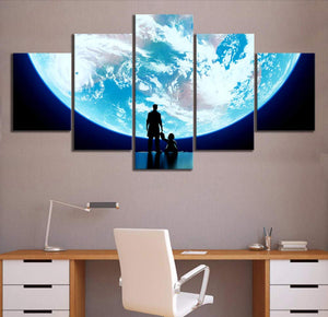 FEISENWLH Feisenqlh Lienzo Modular Arte De La Pared Imagen 5 Unidades E Super Luna Pintura Vigilancia Vigilancia Videojuego Póster Decoración del Hogar