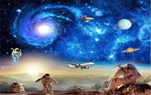 LIVEXZ Pintura Pared DIY 3D arte Papel pintado Wallpaper Mural de pared clásicos poster interiores imágenes diseño Hogar decoración/astronauta galaxia