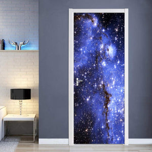 Pegatinas De Puerta De Tamaño Personalizable Hermosas Galaxias Estrellas Papel Tapiz De Puerta Adhesivo Decorativo Autoadhesivo Impermeable Pvc Mural Adhesivos Adhesivos De Puerta 77 * 200 Cm