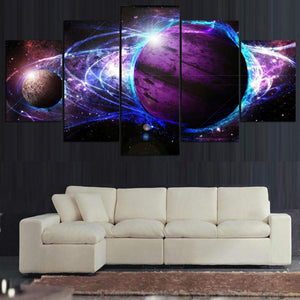 zhouyiz para la Sala de Estar Moderna HD Impreso Poster Pictures 5 Panel Cosmos Purple Galaxy Star Wall Art Decoración para el hogar Marco Lienzo Pintura